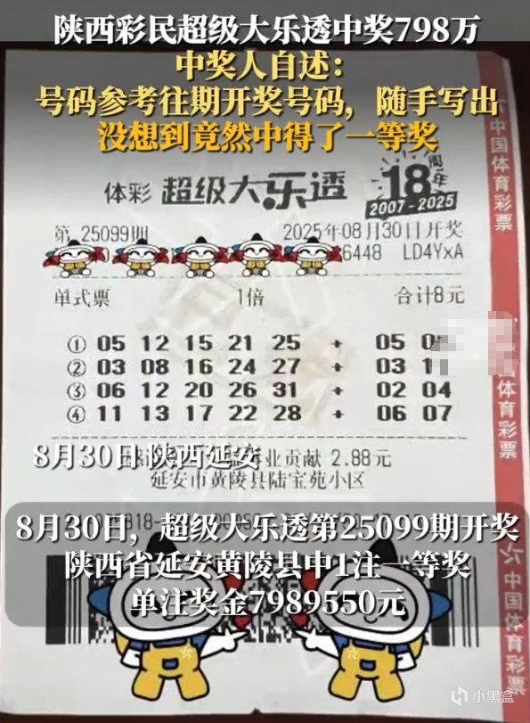 美林资管 陕西一女子随手写彩票中奖798万：很高兴！买彩票时候没当回事